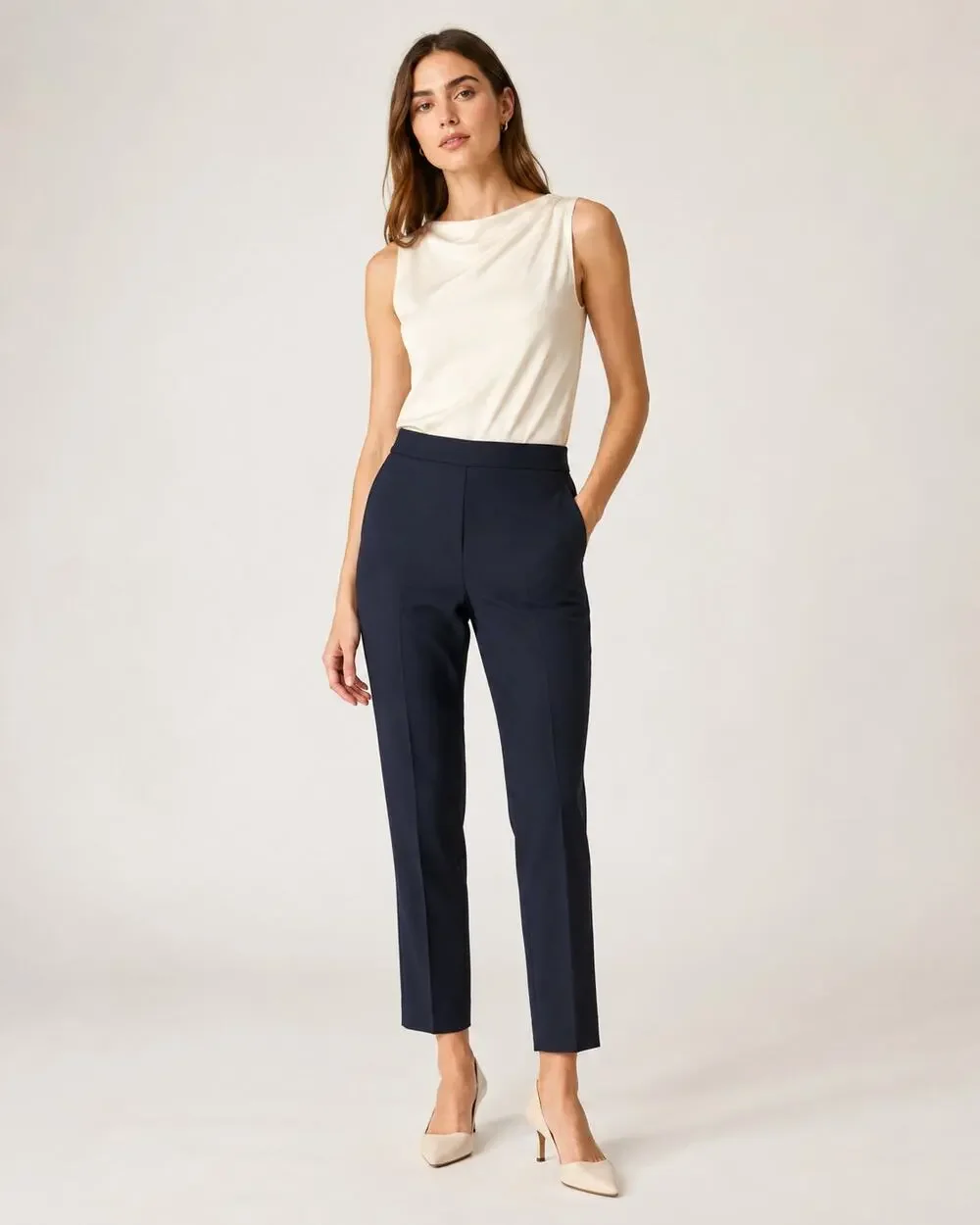 Tory Burch Wool Blend Skinny Dress Pants Navy Blue size 6